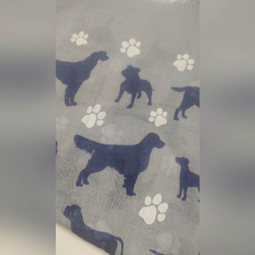 Dog Fringe Long Scarf Wrap Paw Prints - Picture 9 of 9